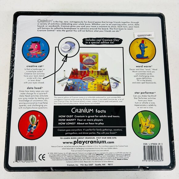 Cranium Collectors Tin Box Board Game 2002 Game Of The Year New Sealed. - Picture 5 of 5